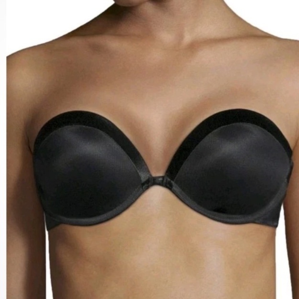 Maidenform Black Strapless Push Up Underwire Bra Style 09458J Non-Slip Band